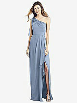 Front View Thumbnail - Cloudy One-Shoulder Chiffon Dress with Draped Front Slit