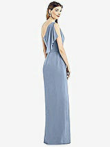 Rear View Thumbnail - Cloudy One-Shoulder Chiffon Dress with Draped Front Slit