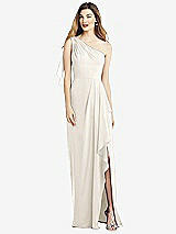 Alt View 1 Thumbnail - Ivory One-Shoulder Chiffon Dress with Draped Front Slit