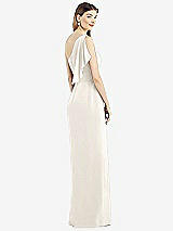 Rear View Thumbnail - Ivory One-Shoulder Chiffon Dress with Draped Front Slit