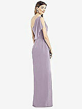 Rear View Thumbnail - Lilac Haze One-Shoulder Chiffon Dress with Draped Front Slit