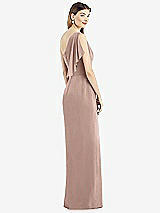 Rear View Thumbnail - Neu Nude One-Shoulder Chiffon Dress with Draped Front Slit