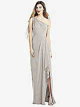 Alt View 1 Thumbnail - Oyster One-Shoulder Chiffon Dress with Draped Front Slit