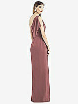 Rear View Thumbnail - Rosewood One-Shoulder Chiffon Dress with Draped Front Slit