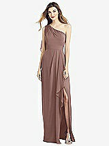 Front View Thumbnail - Sienna One-Shoulder Chiffon Dress with Draped Front Slit