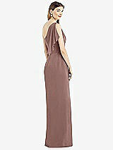 Rear View Thumbnail - Sienna One-Shoulder Chiffon Dress with Draped Front Slit