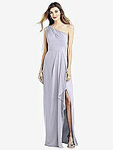 Front View Thumbnail - Silver Dove One-Shoulder Chiffon Dress with Draped Front Slit