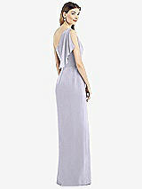 Rear View Thumbnail - Silver Dove One-Shoulder Chiffon Dress with Draped Front Slit