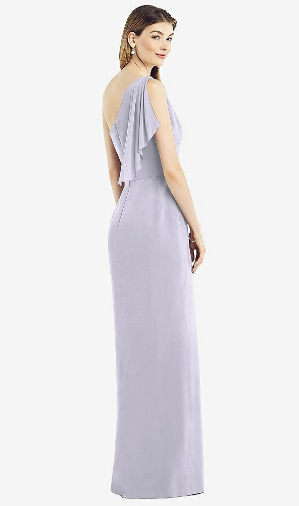 Back View - Silver Dove One-Shoulder Chiffon Dress with Draped Front Slit