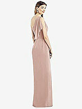 Rear View Thumbnail - Toasted Sugar One-Shoulder Chiffon Dress with Draped Front Slit