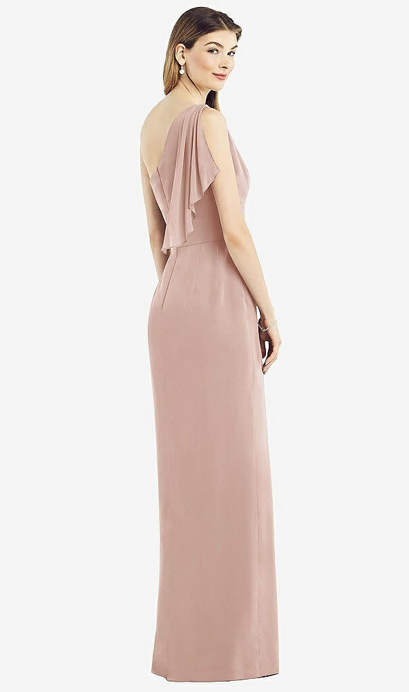 Back View - Toasted Sugar One-Shoulder Chiffon Dress with Draped Front Slit