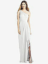 Alt View 1 Thumbnail - White One-Shoulder Chiffon Dress with Draped Front Slit