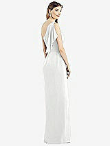 Rear View Thumbnail - White One-Shoulder Chiffon Dress with Draped Front Slit