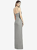 Rear View Thumbnail - Chelsea Gray Spaghetti Strap Draped Skirt Gown with Front Slit