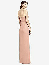 Rear View Thumbnail - Pale Peach Spaghetti Strap Draped Skirt Gown with Front Slit