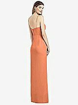 Rear View Thumbnail - Sweet Melon Spaghetti Strap Draped Skirt Gown with Front Slit