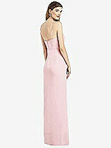 Rear View Thumbnail - Ballet Pink Spaghetti Strap Draped Skirt Gown with Front Slit