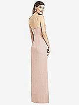 Rear View Thumbnail - Cameo Spaghetti Strap Draped Skirt Gown with Front Slit