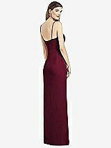 Rear View Thumbnail - Cabernet Spaghetti Strap Draped Skirt Gown with Front Slit