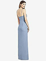 Rear View Thumbnail - Cloudy Spaghetti Strap Draped Skirt Gown with Front Slit