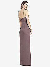 Rear View Thumbnail - French Truffle Spaghetti Strap Draped Skirt Gown with Front Slit
