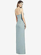 Rear View Thumbnail - Morning Sky Spaghetti Strap Draped Skirt Gown with Front Slit