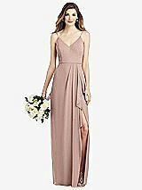 Front View Thumbnail - Neu Nude Spaghetti Strap Draped Skirt Gown with Front Slit