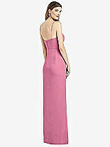 Rear View Thumbnail - Orchid Pink Spaghetti Strap Draped Skirt Gown with Front Slit