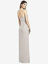 Rear View Thumbnail - Oyster Spaghetti Strap Draped Skirt Gown with Front Slit