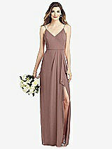 Front View Thumbnail - Sienna Spaghetti Strap Draped Skirt Gown with Front Slit