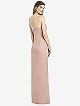 Rear View Thumbnail - Toasted Sugar Spaghetti Strap Draped Skirt Gown with Front Slit