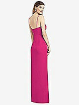 Rear View Thumbnail - Think Pink Spaghetti Strap Draped Skirt Gown with Front Slit