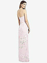 Rear View Thumbnail - Watercolor Print Spaghetti Strap Draped Skirt Gown with Front Slit