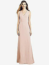 Front View Thumbnail - Cameo V-Neck Keyhole Back Crepe Trumpet Gown