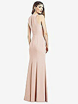 Rear View Thumbnail - Cameo V-Neck Keyhole Back Crepe Trumpet Gown