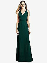 Front View Thumbnail - Evergreen V-Neck Keyhole Back Crepe Trumpet Gown
