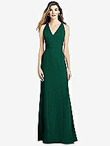 Front View Thumbnail - Hunter Green V-Neck Keyhole Back Crepe Trumpet Gown