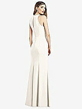 Rear View Thumbnail - Ivory V-Neck Keyhole Back Crepe Trumpet Gown