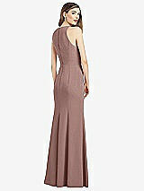 Rear View Thumbnail - Sienna V-Neck Keyhole Back Crepe Trumpet Gown