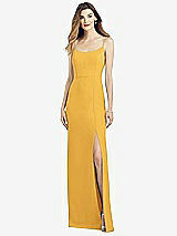 Alt View 1 Thumbnail - NYC Yellow Spaghetti Strap V-Back Crepe Gown with Front Slit
