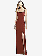 Alt View 1 Thumbnail - Auburn Moon Spaghetti Strap V-Back Crepe Gown with Front Slit