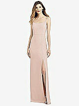Alt View 1 Thumbnail - Cameo Spaghetti Strap V-Back Crepe Gown with Front Slit