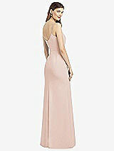 Rear View Thumbnail - Cameo Spaghetti Strap V-Back Crepe Gown with Front Slit