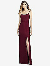 Alt View 1 Thumbnail - Cabernet Spaghetti Strap V-Back Crepe Gown with Front Slit