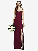 Front View Thumbnail - Cabernet Spaghetti Strap V-Back Crepe Gown with Front Slit