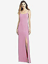 Alt View 1 Thumbnail - Powder Pink Spaghetti Strap V-Back Crepe Gown with Front Slit