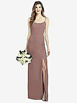 Front View Thumbnail - Sienna Spaghetti Strap V-Back Crepe Gown with Front Slit