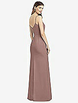 Rear View Thumbnail - Sienna Spaghetti Strap V-Back Crepe Gown with Front Slit