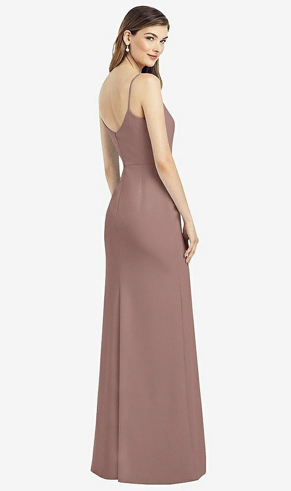 Back View - Sienna Spaghetti Strap V-Back Crepe Gown with Front Slit