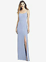 Alt View 1 Thumbnail - Sky Blue Spaghetti Strap V-Back Crepe Gown with Front Slit